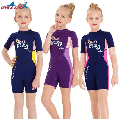 China 2021 New 2.5mm Kid's Short Sleeve Kids Anti-Cold Back Girls Neoprene Zipper Diving Suit Surfing Snorkeling Wetsuit for sale