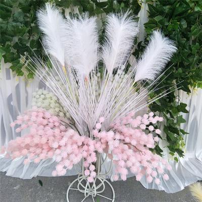 China Wedding Decoration F-1458 Wedding Props Artificial White Pampas Stems Plastic Pampas Single Branch Hairy Grass Pampas Decoration for sale