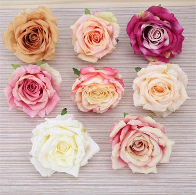 China Wholesale Wedding Decoration F-1234 10cm Artificial Decorative Roses Head Flower Silk White for sale