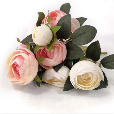 China Touch Natural/Artificial Silk Camellia Bouquet Wedding Decoration Wholesale Eco-friendly D1035 for sale