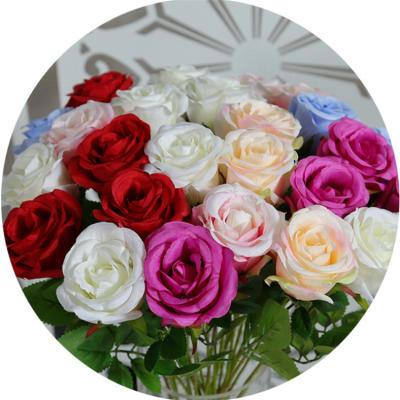 China D1203 Natural Touch / Eco - Friendly Champagne Rose Preserved Real Touch Flowers Artificial Wedding Decoration Flowers for sale