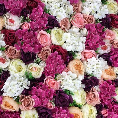 China High Quality Wedding Decoration F-1384 Peony Weeding Silk Rose Flower Wall Decorative 40cm*60cm for sale