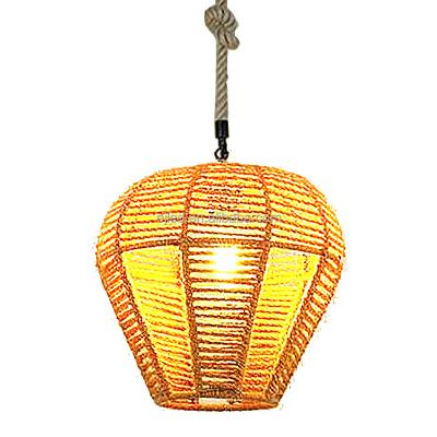 China Country Retro Hemp Rope Metal Pendant Light Fixture Woven Hanging Light Industrial Contemporary Hemp Rope Woven For Village RP115 for sale