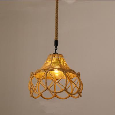 China Linear Black Contemporary Cage Style Cottage Style Hemp Rope Pendant Light Iron Down Type Mini Pendants Instant Lamps for Kitchen Island RP0103 for sale