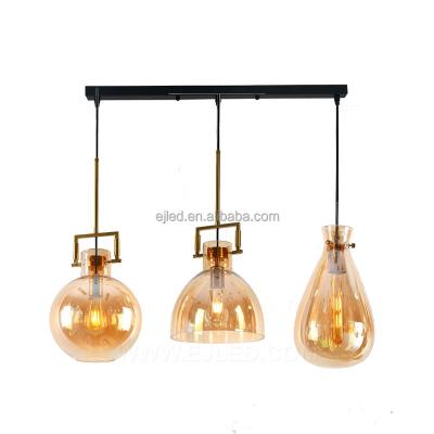 China Contemporary Vintage Edison Hanging Pendant Light Mini Flush Mount Light Fixture Semi Funnel Flared Clear Glass Shade For Bathroom GL0055 for sale