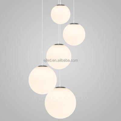 China Contemporary Modern Globe Opal Glass Shade 7-Light Pendant Light White Brass Chandeliers Hanging Lighting For Dining Room GL0020 for sale