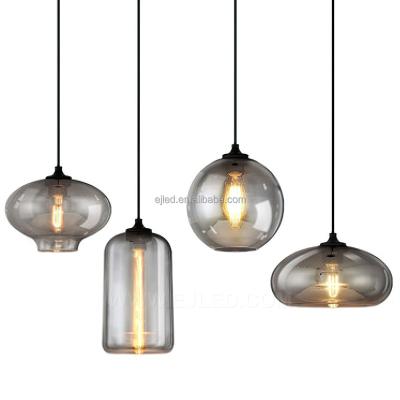 China Vintage Contemporary Glass Dome Pendant Light Kitchen Pendant Lighting with Smoked Gray Glass Shade Light Fixture for Dining Room GL0017 for sale