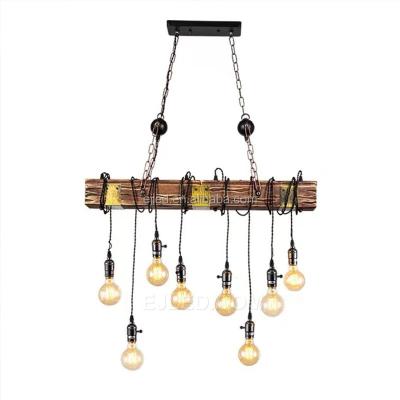 China Contemporary Farmhouse Lighting Rustic Chandelier Dining Room Lighting Fixtures Hanging Wood Pendant Light with E27 Holder for Dining WD0031 for sale