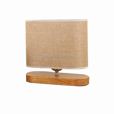 China Vintage Contemporary Modern Handmade Canvas Light Shade Desk Lamp China Factory Wood Base With E27 Socket For Sitting Offices TB0019 for sale