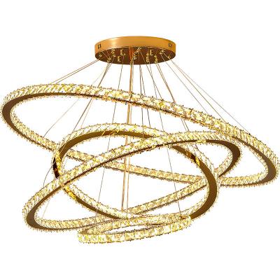 China Contemporary Modern Luxury Circle Pendant Light Rings Hanging Lamp Office Mall Hotel Villa Decoration Lighting Fixture Home Gold Lamp for sale