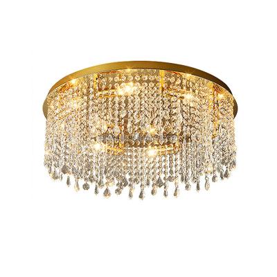 China Morden Contemporary Luxury Semi Flush Mount Crystal Ceiling Light with 8-Light in Fixture Chandelier for Hallway YD0007 for sale