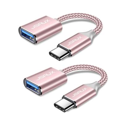 China Mobile Phone Adapter JSAUX 2 Pack USB Type C Male To USB 3.0 OTG Cable Female Thunderbolt 3 To USB Adapter for sale