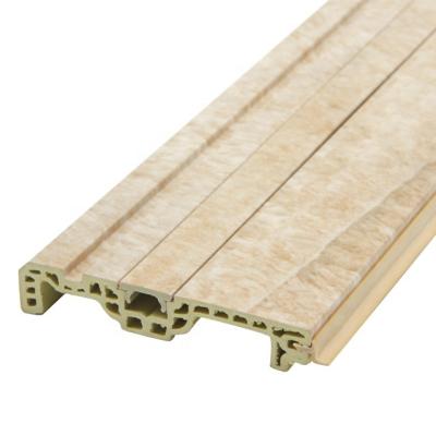 China Manufacturer modern 7.5cm yuelaimei baseboard hidden line nail design decoration wood-plastic skirting board for sale