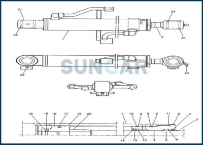 China PE01V00002R100 Arm Cylinder Seal Kit For CNH Compact Excavator CX14 for sale