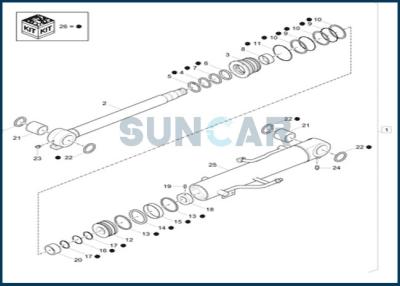 China XKCC-01437 XKCC01437 Boom Cylinder Seal Repair Kit fits CNH CX33C CX37C for sale