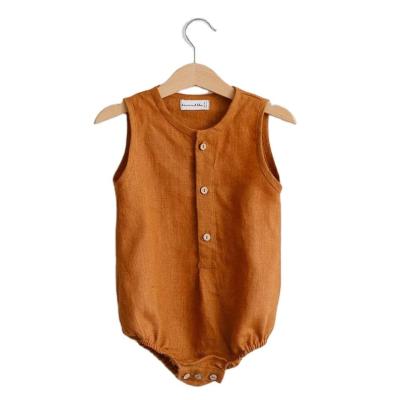 China Hot Sale 100%Linen Costume New Hot Good Quality Cheap Sleeveless Baby Rompers Cute Baby for sale