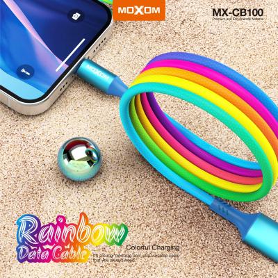 China SR Design MOXOM Colorful Rainbow Data Cable 1m Wholesale High Quality 3a Fast Cable for vivo data cable fast charging for sale