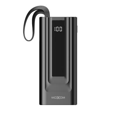 China MOXOM Classic Mobile Phone/Earphone Lanyard Power Bank 10000mAh LCD Phone Charger USB Customized Item Universal Battery Power Station With Cable for sale