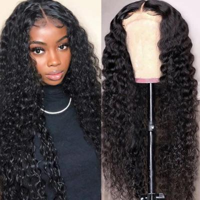 China New Wave Hair Wate Wave Hair Wigs 4x4 Lace Closure Wig 13x4 360 Brazilian Water Deep Curly Lace Frontal Hair Wigs For Women for sale