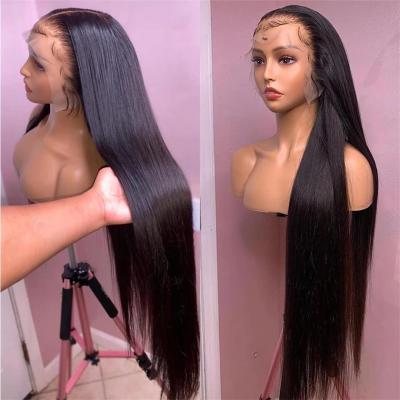 China Silky Straight Wave 150% Density 40Inch Long Bone Wigs Hair Pre Plucked Lace Front Wig for sale