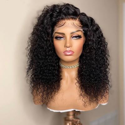 China Wholesale Raw Glueless Lace Front Natural Color Pre Plucked Remy Water Wave 360 ​​Lace Frontal Curly Closure Hair Wigs for sale