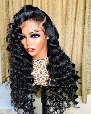 China Wholesale 180 Density High Quality 180 Density Long Natural Brazilian Deep Wave 13x4 Lace Closure Lace Wig Hair Transparent Wig for sale