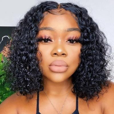 China Yaki Curly Hair Wig Short Human Hair Bob Lace Front Wigs For Colored Women Pre Plucked With Baby Hair Remy Lace Front Wig for sale