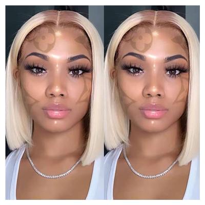 China Blonde 613 Full Lace Wig HD 613 Ombre Bob Half Lace Front Wig Straight Transparent Blonde Hair Bob Lace Front Wig for sale