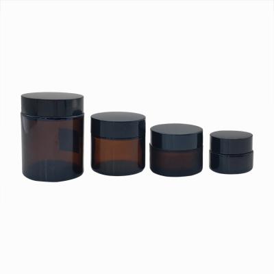 China New Design Personal Care Amber Black Glass Cream Jar With Aluminum Plastic Cap 10g30g50g100g for sale