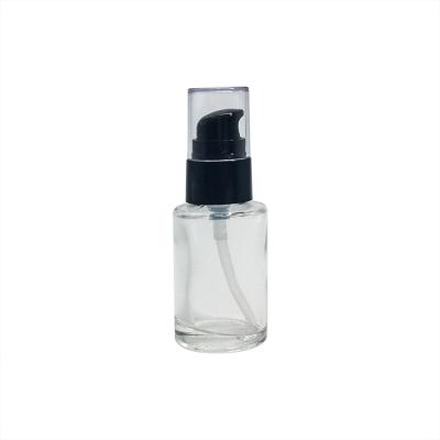 China Personal Care 30ml Empty Clear Liquid Foundation Airless Bottle With Black Pump Cap for sale