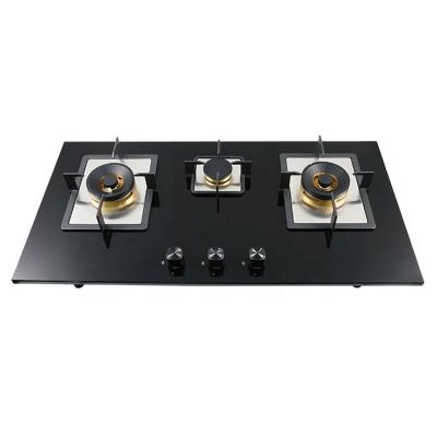 China Luxury OEM CE Automatic Piezoelectric Ignition Gas Cooker Stove Tempered Glass 3 Burner Gas Cooker for sale