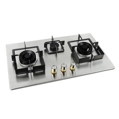 China Luxury Cheap Easy Clean Stainless Steel LPG\NG 3 burner gas stove For Cooking for sale