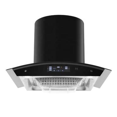 China Car High quality factory wholesale new design 900MM SS black titanium housing colorful light chimney kitchen appliance range hood for sale