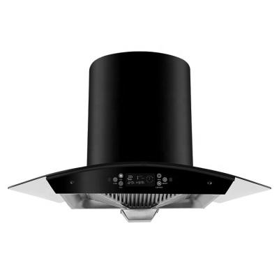 China Car Kitchen Cooking Appliance Wall Mounted Kitchen Chimney Spare Parts Range Hood Black Titanium Chimney Copper Motor 180W 600/900mm for sale