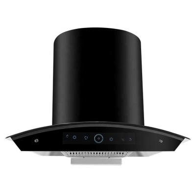 China Car Kitchen Cooking Appliance Wall Mounted Kitchen Chimney Spare Parts Range Hood Black Titanium Chimney Copper Motor 180W 600/900mm for sale