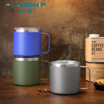 China PORTABLE High Quality Colorful Double Wall Stainless Steel Coffee Mug Cup Sealed Insulated Tumbler Coffee Mug With Handle for sale