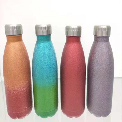 China Wholesale Customized Logo Multi-capacity PORTABLE Double Wall Glitter Powder Gift Cola Water Bottle for sale