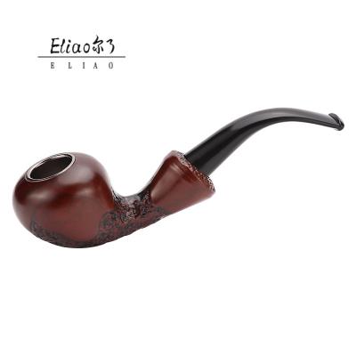 China Yiwu Erliao 15.5 Cm Length Traditional Resin Smoking Pipe Engraved Flowers Smoking Pipe for sale