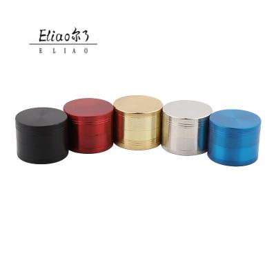 China Custom Wholesale Eco-friendly Flat Logo Tobacco Grinder Fashion Erliao Zinc Alloy Grinder for sale