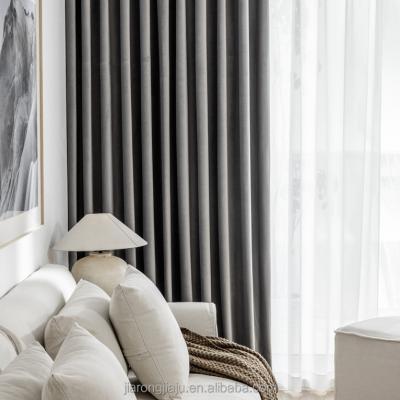 China High Quality Luxury Gray Velvet Blackout String Velvet Blackout Interior Design Minimalism Curtain for sale