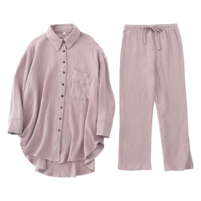 China QUICK DRY Oversized Summer Relaxing Fashionable Muslin Cotton Women Pajamas Indoor And Outdoor Sets for sale