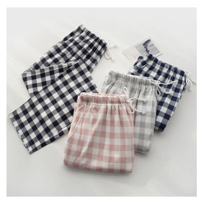 China Hot Spring Autumn Simple Men's And Women's Plaid Pajama Pants Casual Cotton Knit To Couple Home Pants for sale