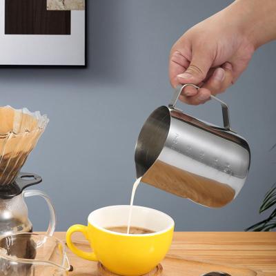 China Sustainable Bartender Tools 350ml 600ml Espresso Steaming Frothing Milk Pitcher Stainless Steel Jug For Milk for sale