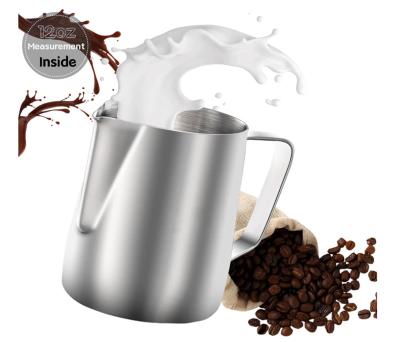 China 12oz/350ml Stainless Steel Viable Espresso Steaming Pitcher for Milk Coffee Cappuccino Latte Milk Frothing Pitcher for sale