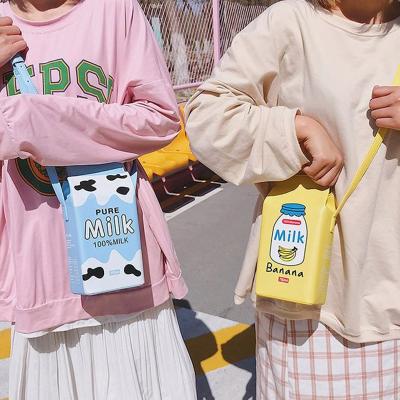 China Cute Fashion Drink Box Bag Women Shoulder Bags Lovely Milk Cartoon Printing Cross - Designer Body Bag Lady Small Coin Phone Female Clip for sale