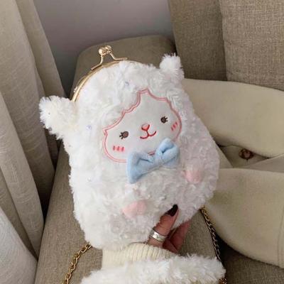 China Fashion Cute Sheep Shaped Kisslock Bag Women's Shoulder Bag Lovely Little Cartoon Animal Cross - Body Bags For Girl Designer Clip Bag 2022 for sale