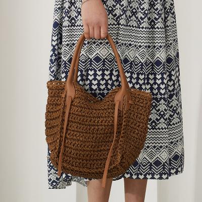 China Fashion Factory Direct Sales Simple Fashion Women Handwoven Straw Tote Tassel Beach Bag Bali Vintage Bohemian Straw Tote Bags Purse Bag for sale