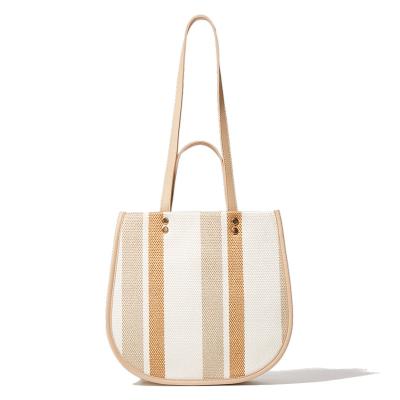 China High Quality Factory Direct Sales Summer Large Capacity Cavas Customer Tote Fashion Striped Women Handbags Female Round Shoulder Bags Purses for sale