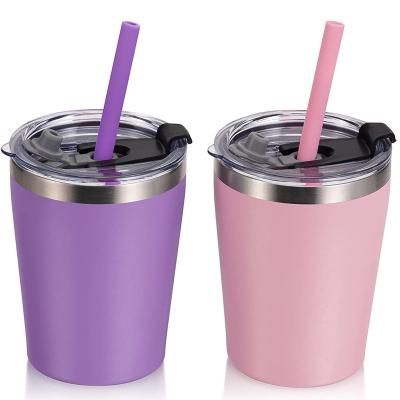 China Hot Selling Stocked OEM Double Wall Water Cup With Straw Customized Colors And Logo 8oz Insulated Toddler Tumbler for sale