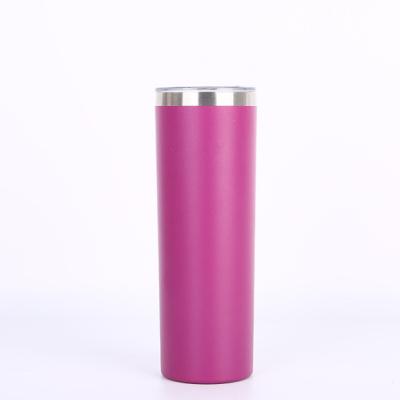 China Factory Supply Stocked Powder Coated SS304 Thermal Coffee Mug 20oz Insulated Lean Tumbler With Spill Proof Lid for sale